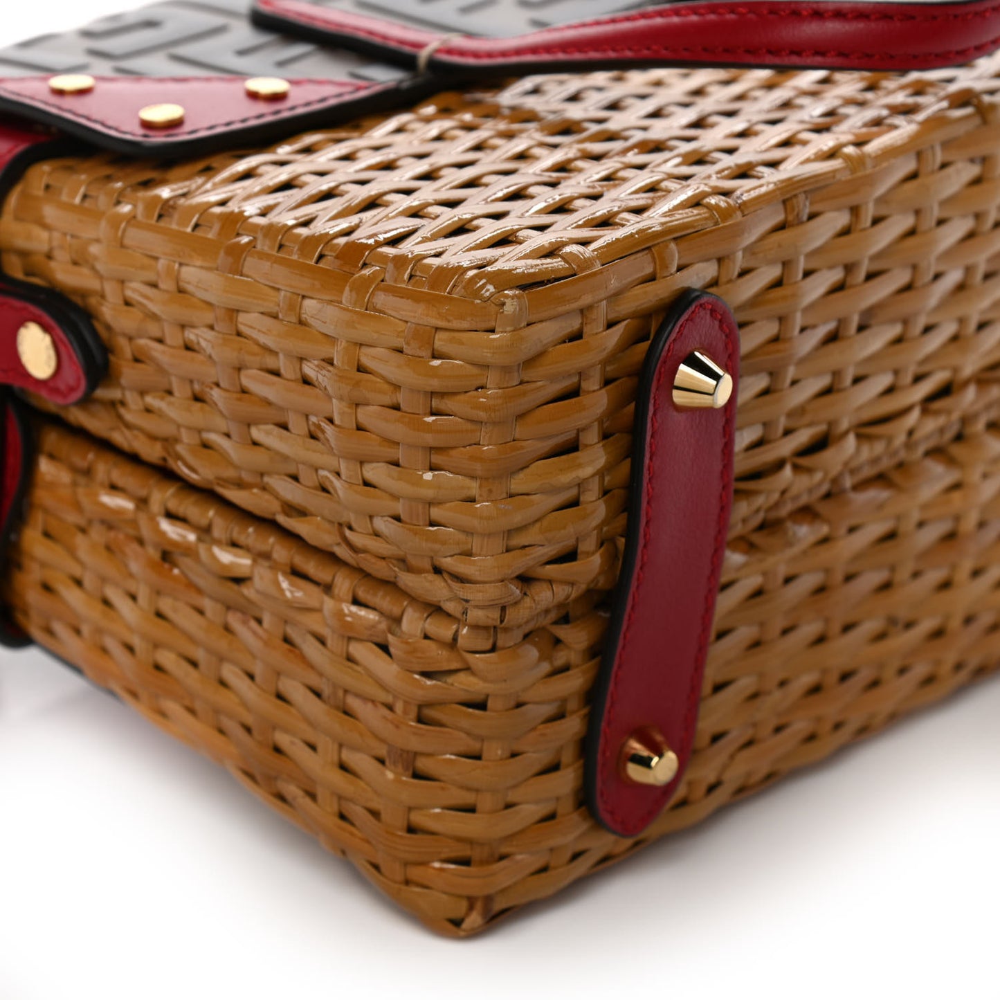 Wicker Calfskin FF 1974 Embossed Small Flip Tote Maya Black Fragola