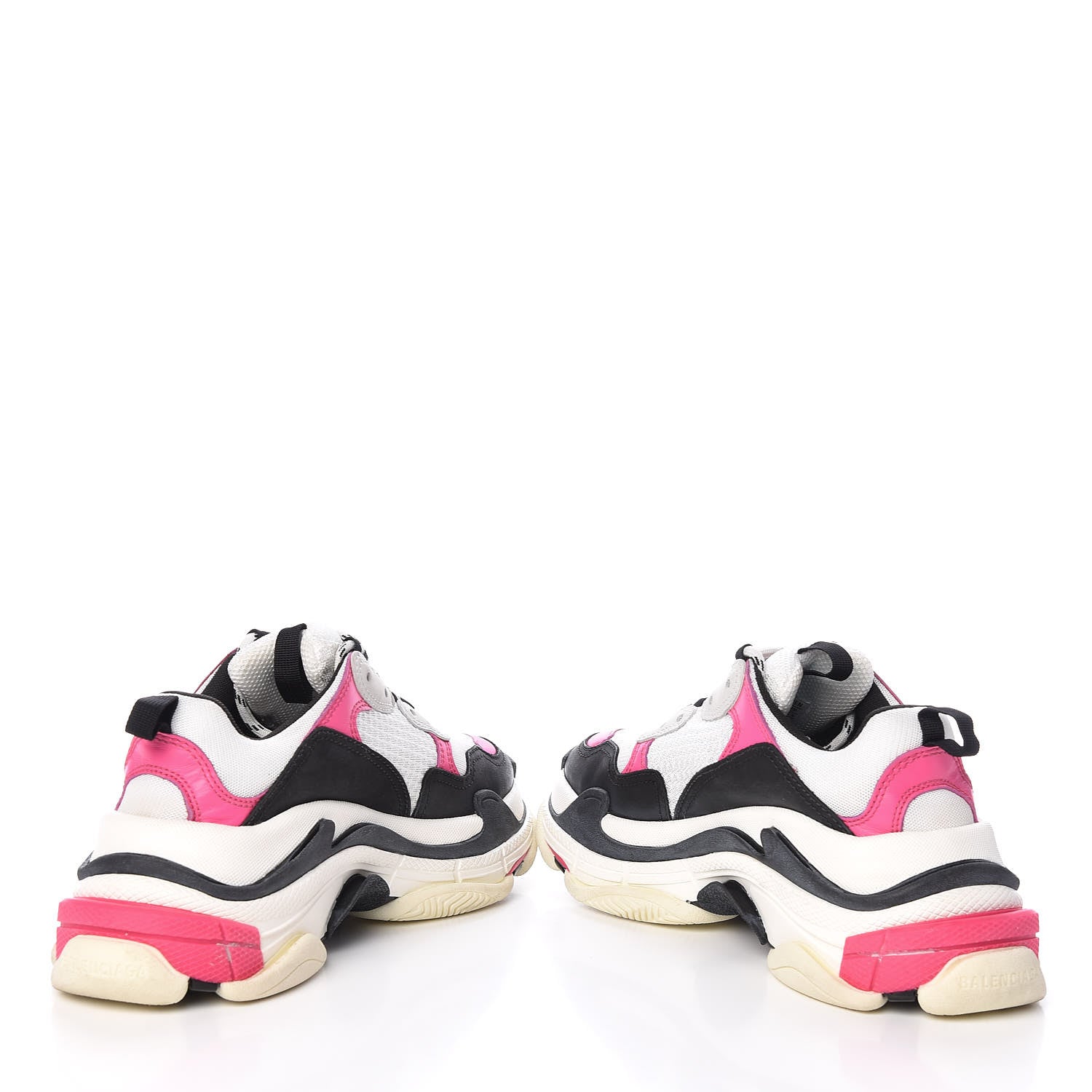 Balenciaga Fabric Mesh Womens Triple S Sneakers 37 Rose Fluo Black White 5 of 12