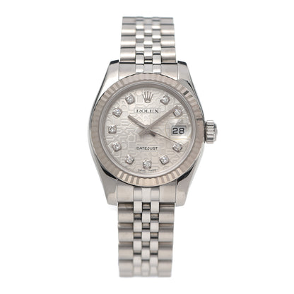 Rolex Stainless Steel 18K White Gold Diamond 26mm Oyster Perpetual Datejust Watch Silver Jubilee 179174 1 of 5