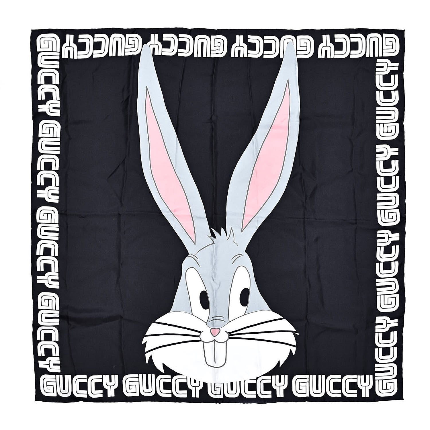 Gucci X SEGA Silk Guccy Bugs Bunny Scarf Black 1 of 4