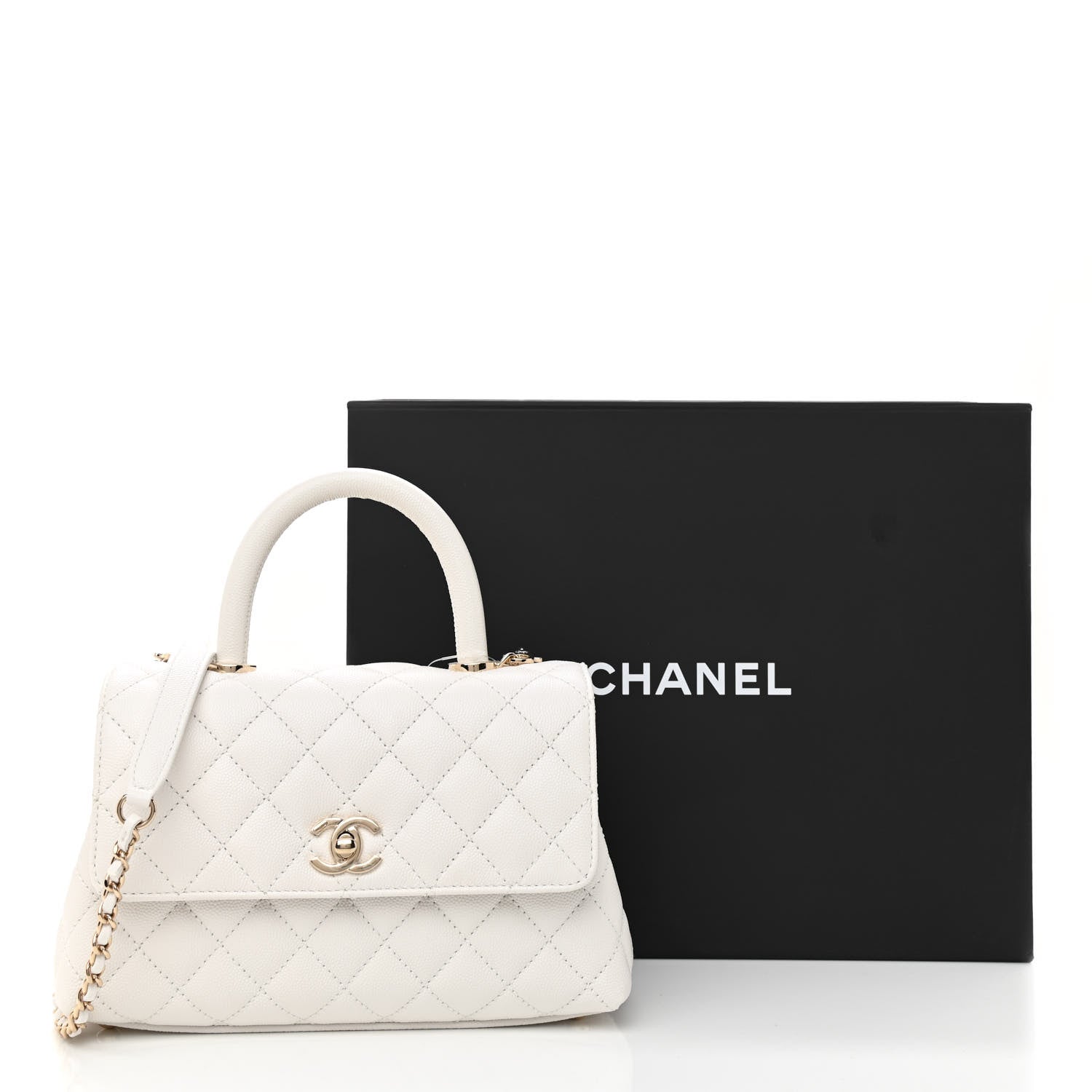 Chanel Caviar Quilted Mini Coco Handle Flap White 11 of 11