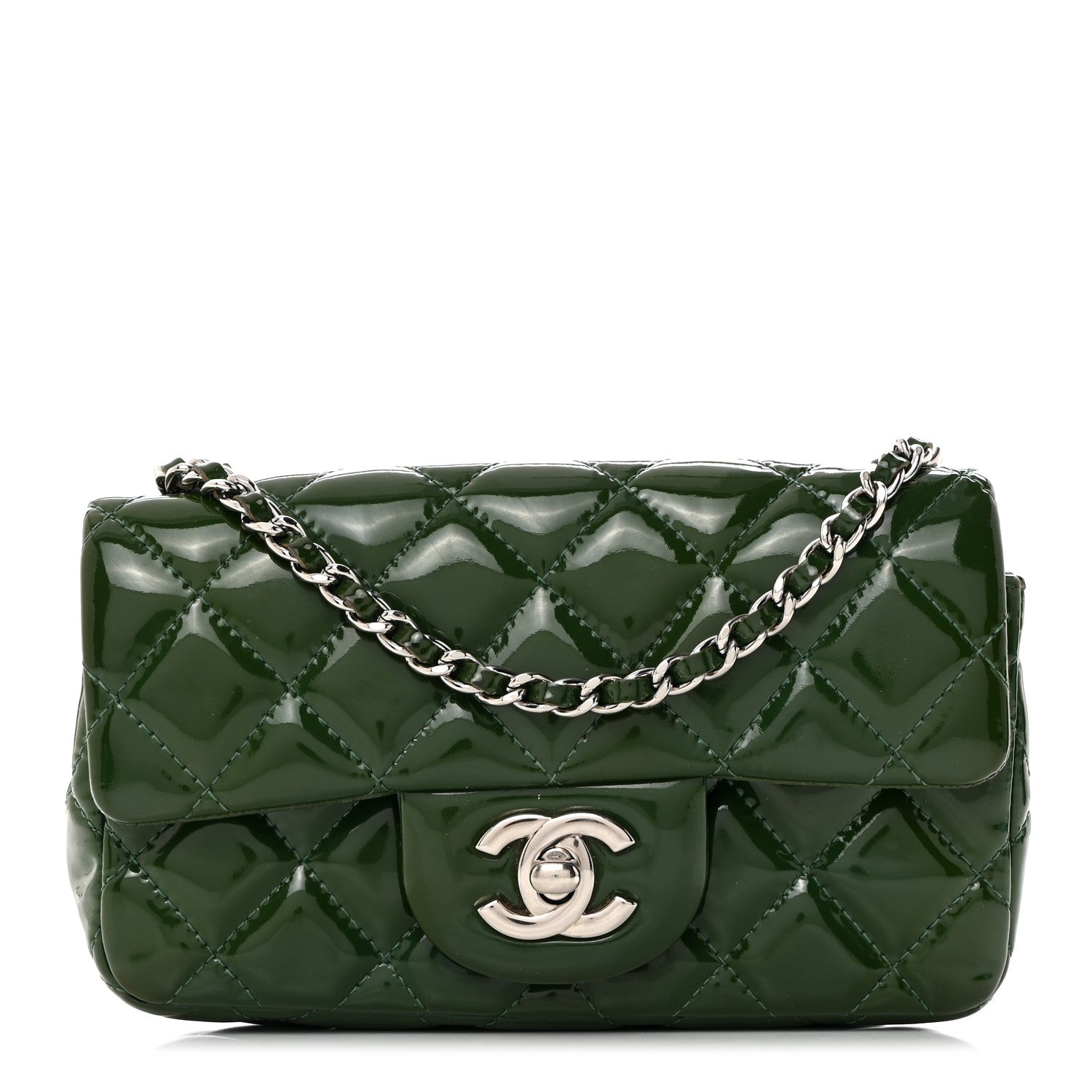 Chanel Patent Quilted Extra Mini Flap Green 1 of 10