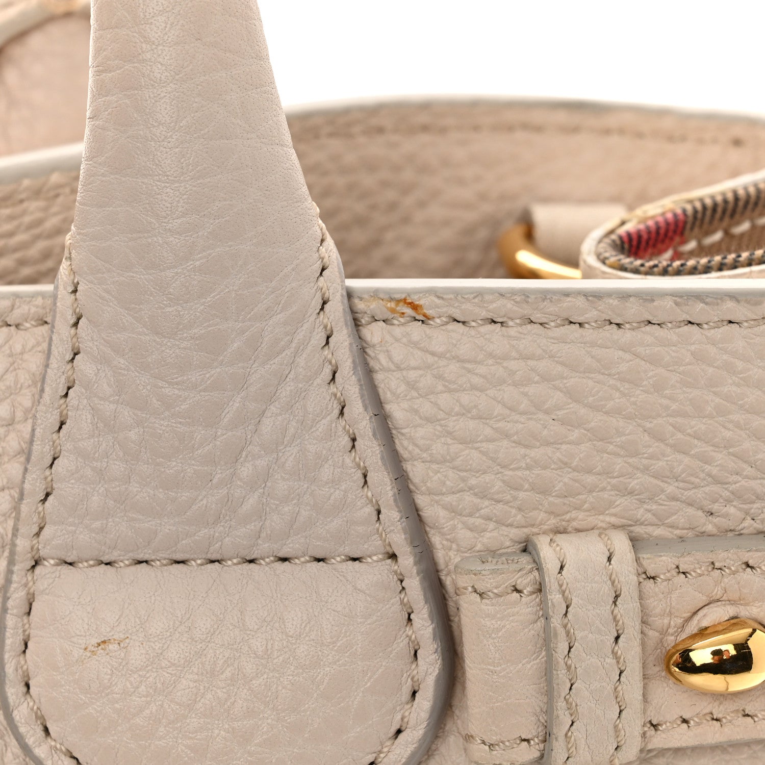Burberry Grainy Calfskin House Check Small Banner Tote Beige 11 of 13