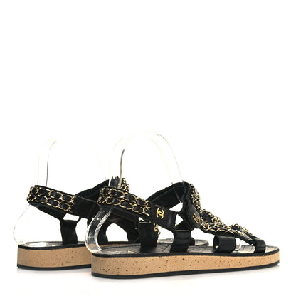 Chanel Lambskin Chain Sandals 37 Black 4 of 8