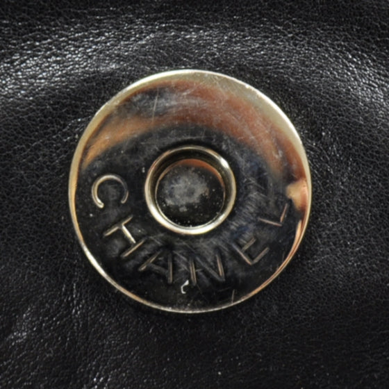 Lambskin Rock and Chain Large Flap Black