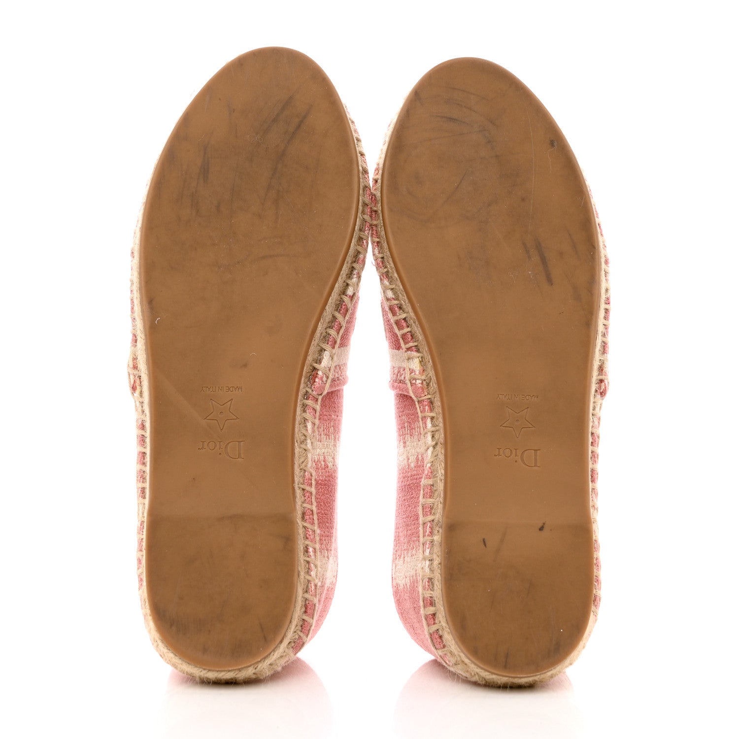 Christian Dior Cotton Embroidered D-Stripes Granville Espadrille 37 Deep Nude 5 of 10