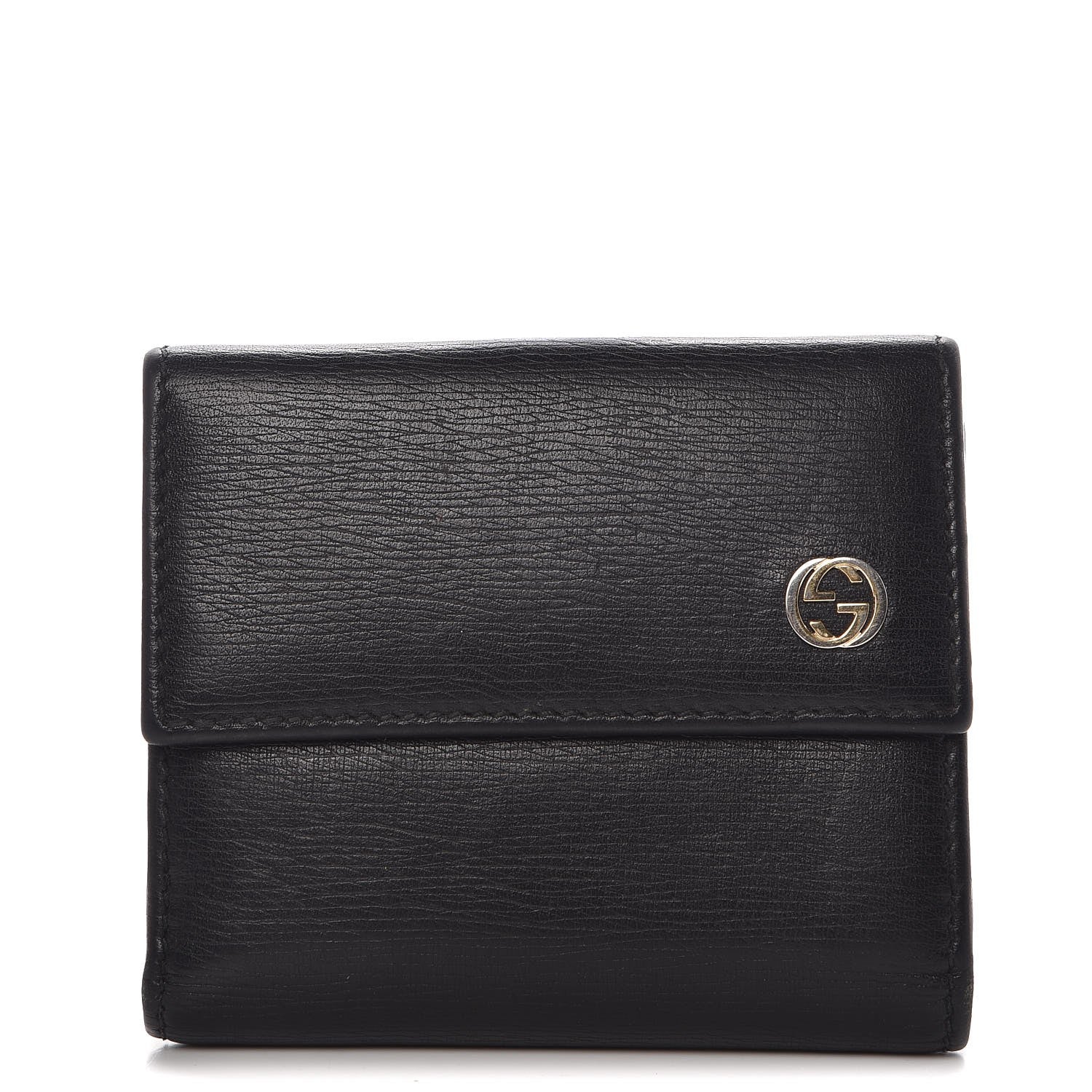 Gucci Calfskin Interlocking G French Wallet Black 1 of 6