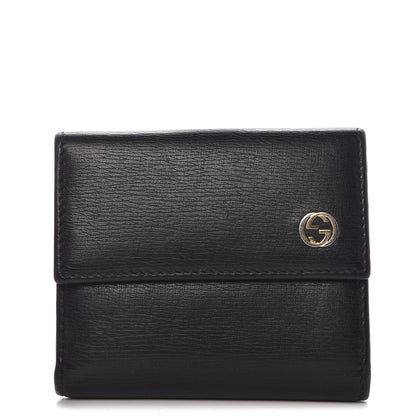 Gucci Calfskin Interlocking G French Wallet Black 1 of 6