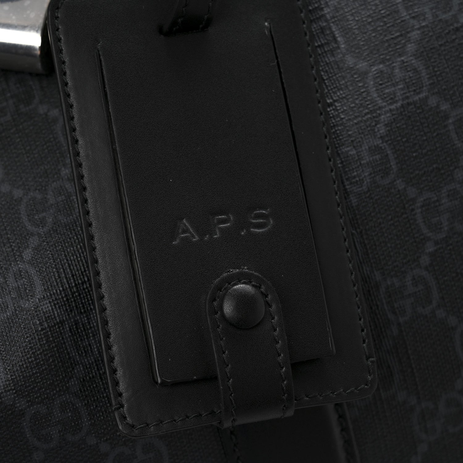 Gucci Soft GG Supreme Monogram Appia Calfskin Web Medium Carry On Duffle Bag Black Grey 11 of 14