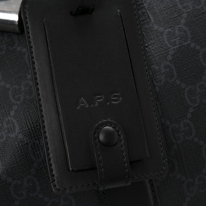 Gucci Soft GG Supreme Monogram Appia Calfskin Web Medium Carry On Duffle Bag Black Grey 11 of 14