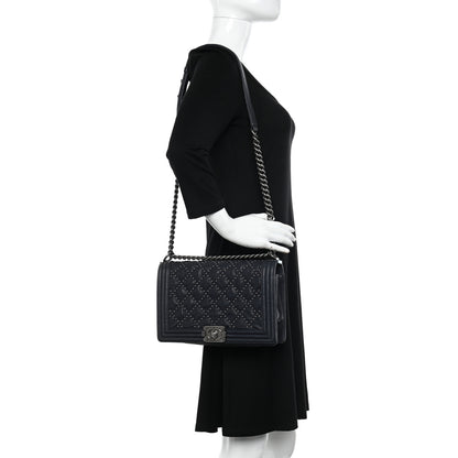 Chanel Crumpled Lambskin New Medium Studded Boy Flap Black 2 of 10