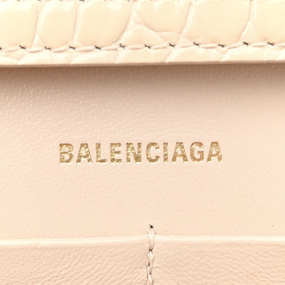 Balenciaga Shiny Calfskin Crocodile Embossed Hourglass Chain Bag Cream 6 of 13