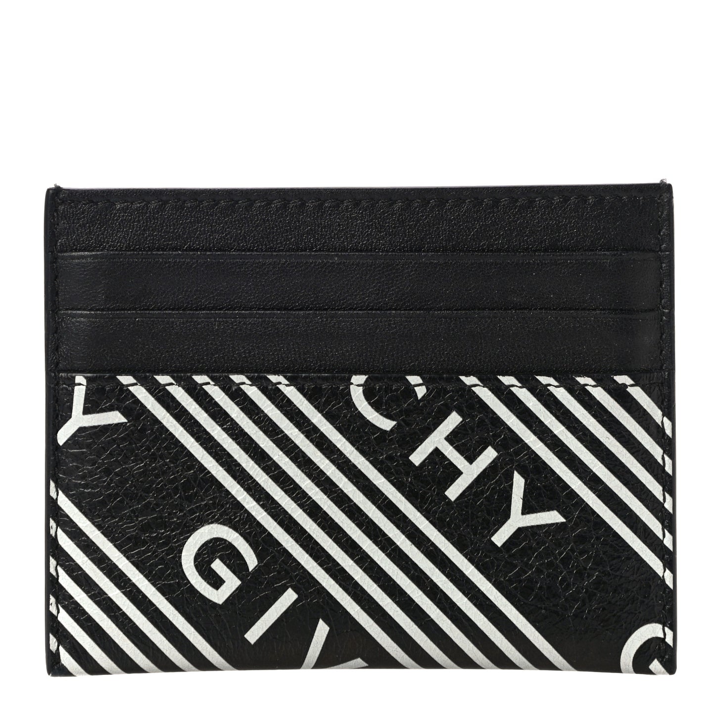 Lambskin Logo Printed Card Holder Black