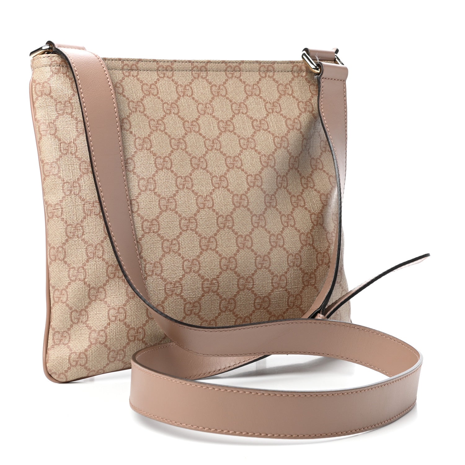 Gucci GG Supreme Monogram Selleria Calfskin Small Flat Messenger Bag Pink 3 of 10
