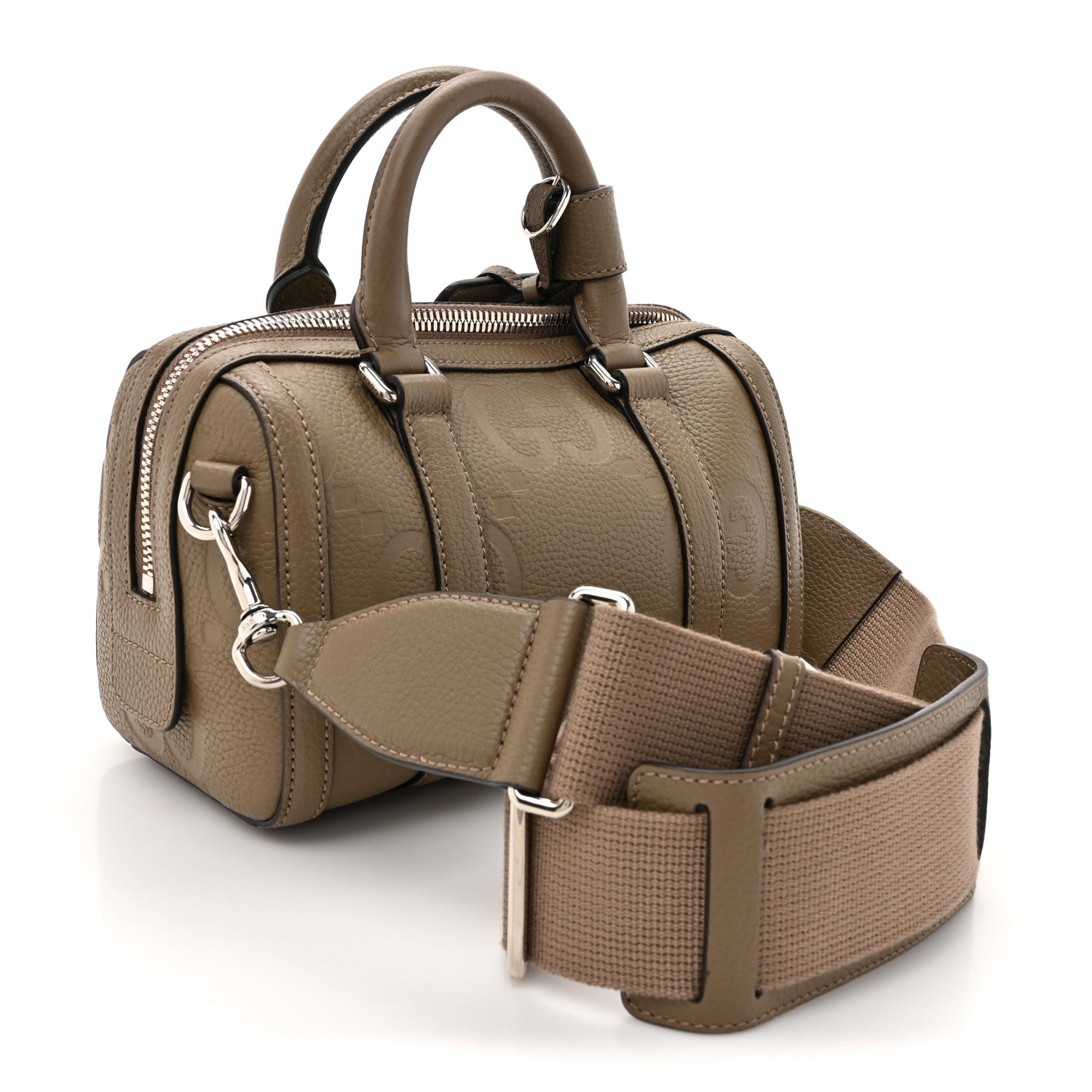 Gucci Piuma Calfskin Jumbo GG Embossed Mini Duffle Bag Good Taupe 3 of 12