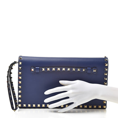 Valentino Garavani Nappa Rockstud Wristlet Clutch Blue China 2 of 10