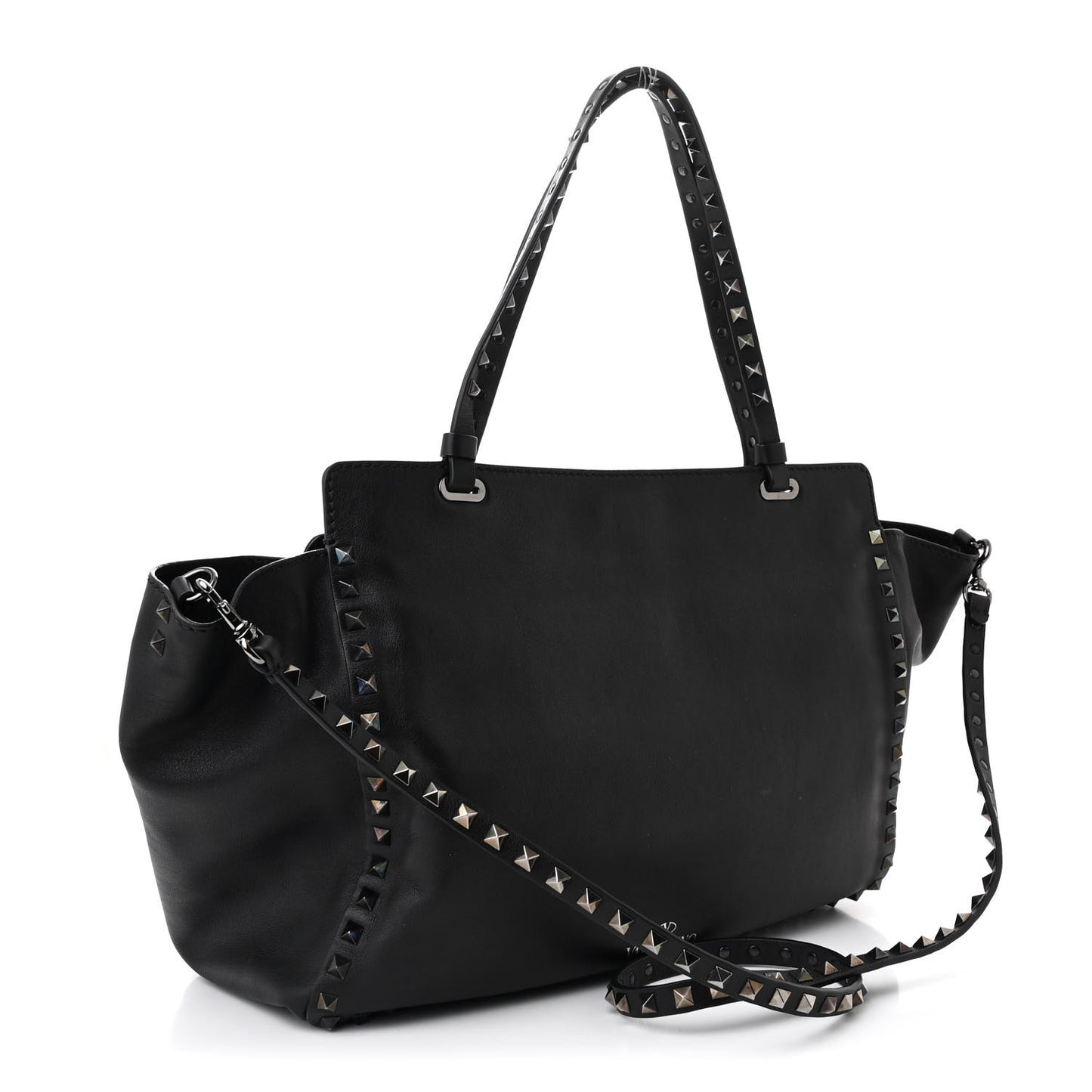 Vitello Medium Rockstud Tote Black