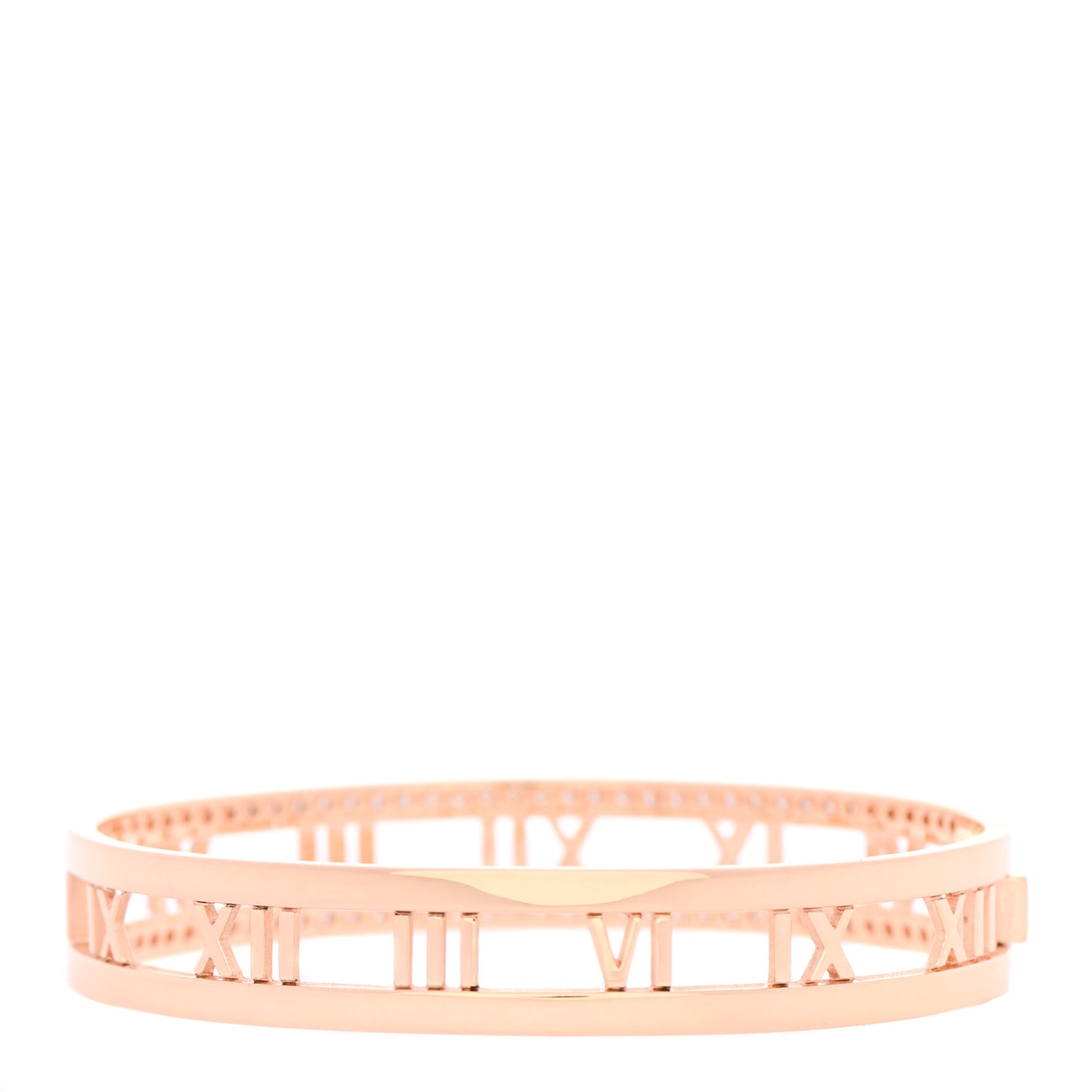 18K Rose Gold Diamond Atlas Open Hinged Bangle Bracelet