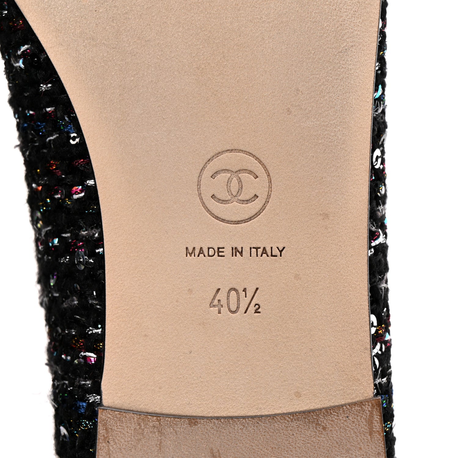 Chanel Tweed Sequin Satin Cap Toe Ballerina Flats 40.5 Black 16 of 20