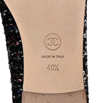 Chanel Tweed Sequin Satin Cap Toe Ballerina Flats 40.5 Black 16 of 20