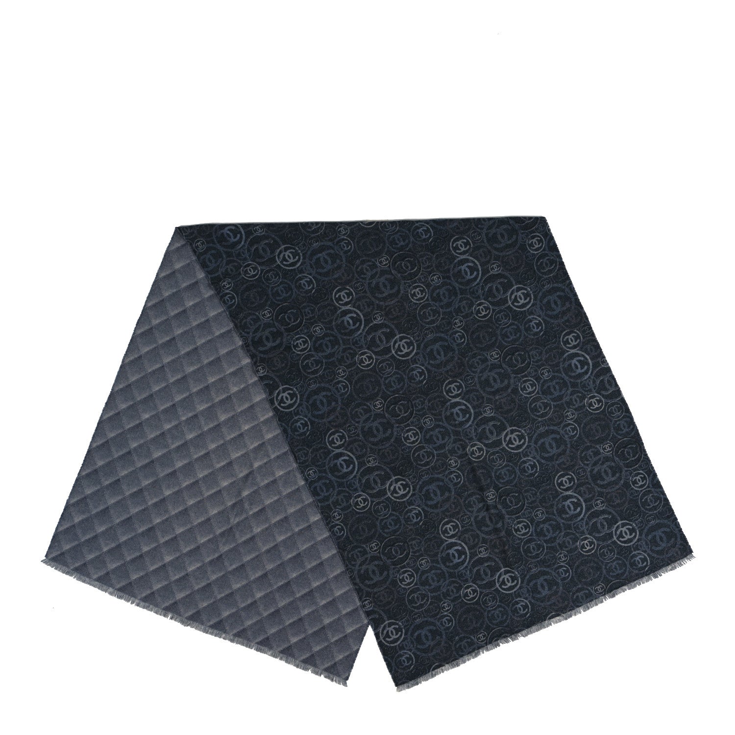 Chanel Cashmere Quilted Print CC Scarf Grey Multicolor 2 of 4
