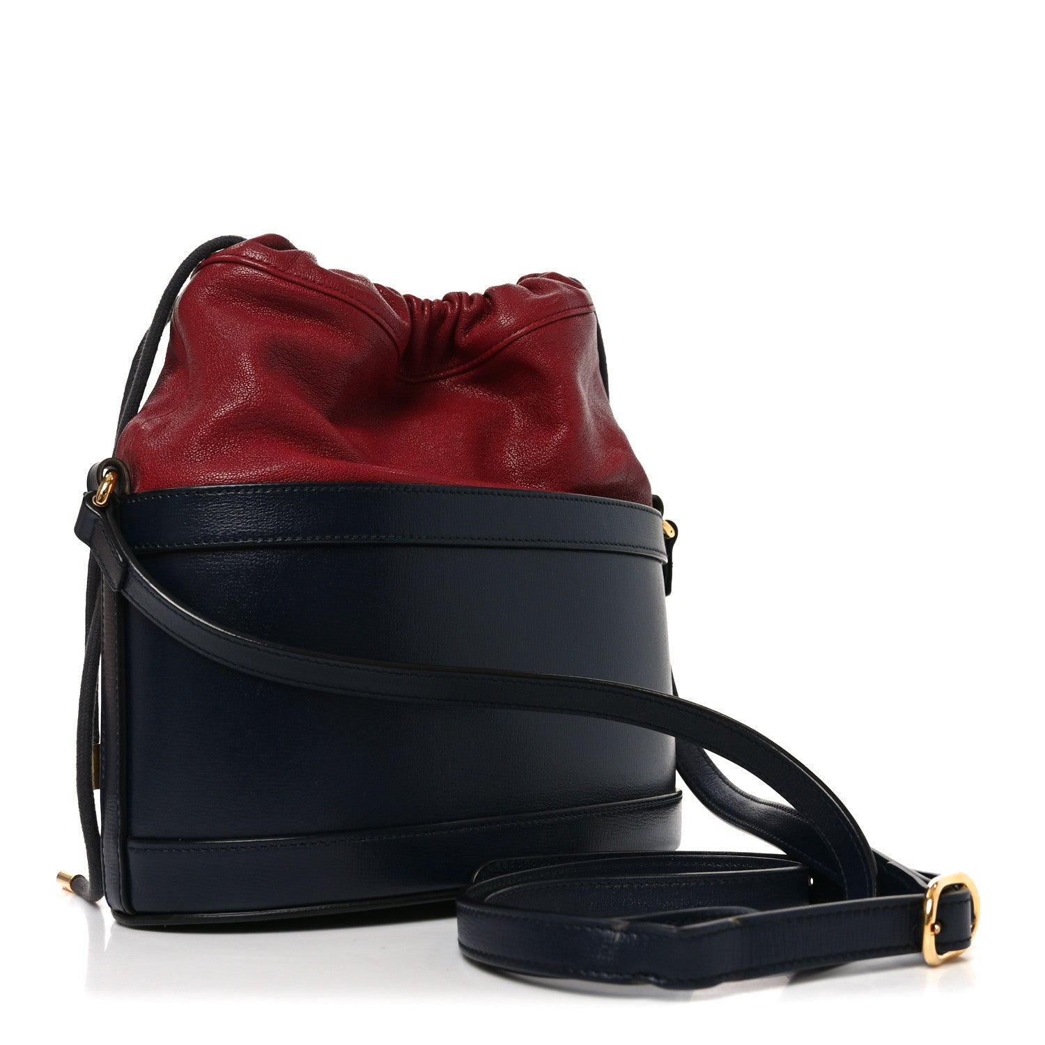 Gucci Azalea Sakai Be Green Calfskin Horsebit 1955 Drawstring Bucket Bag Blue New Cherry Red 3 of 11