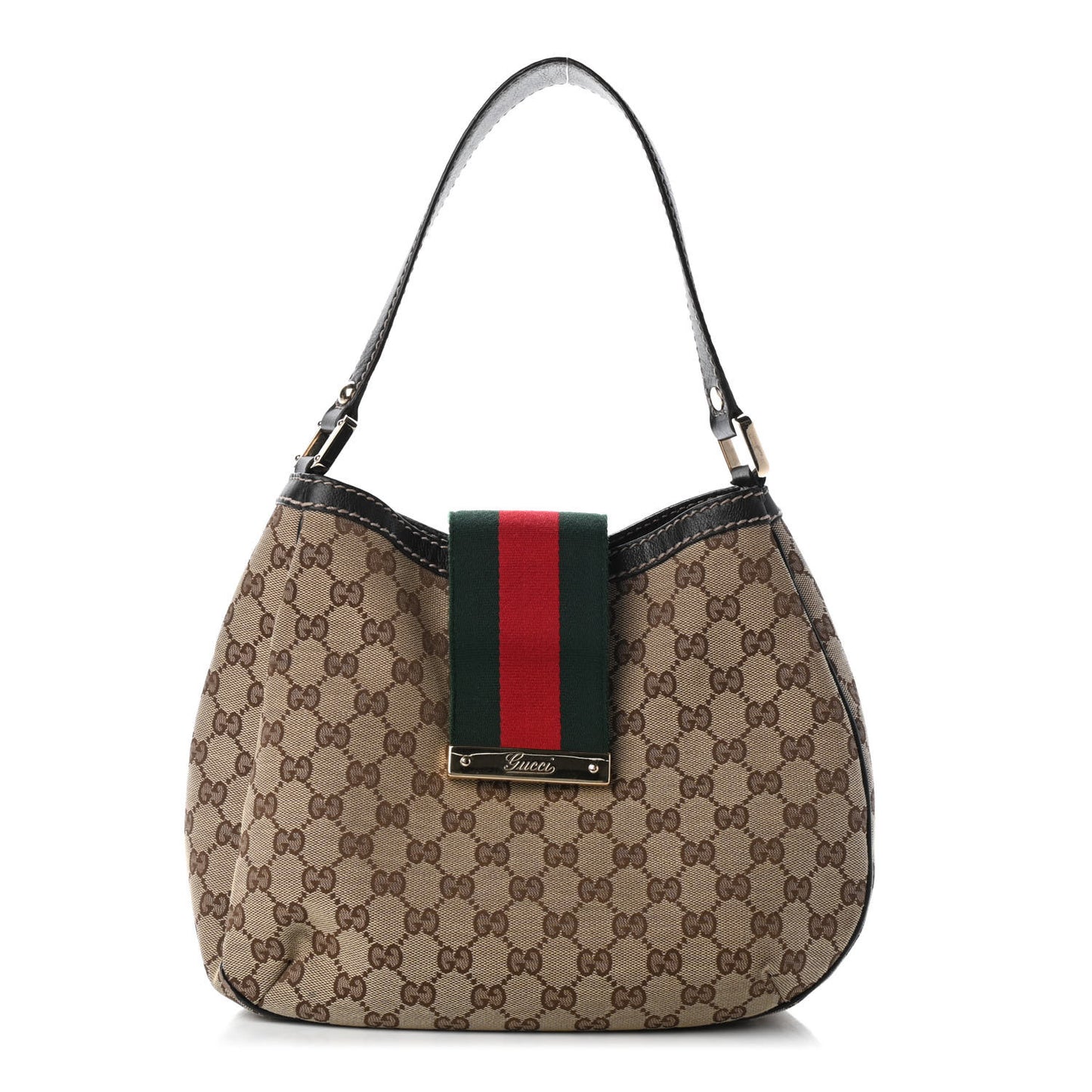 Monogram Medium New Ladies Web Hobo Dark Brown