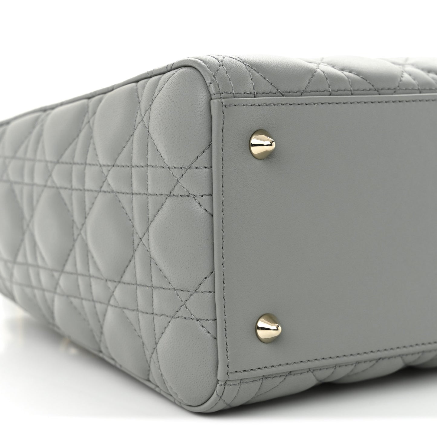 Lambskin Cannage Medium Lady Dior Stone Gray