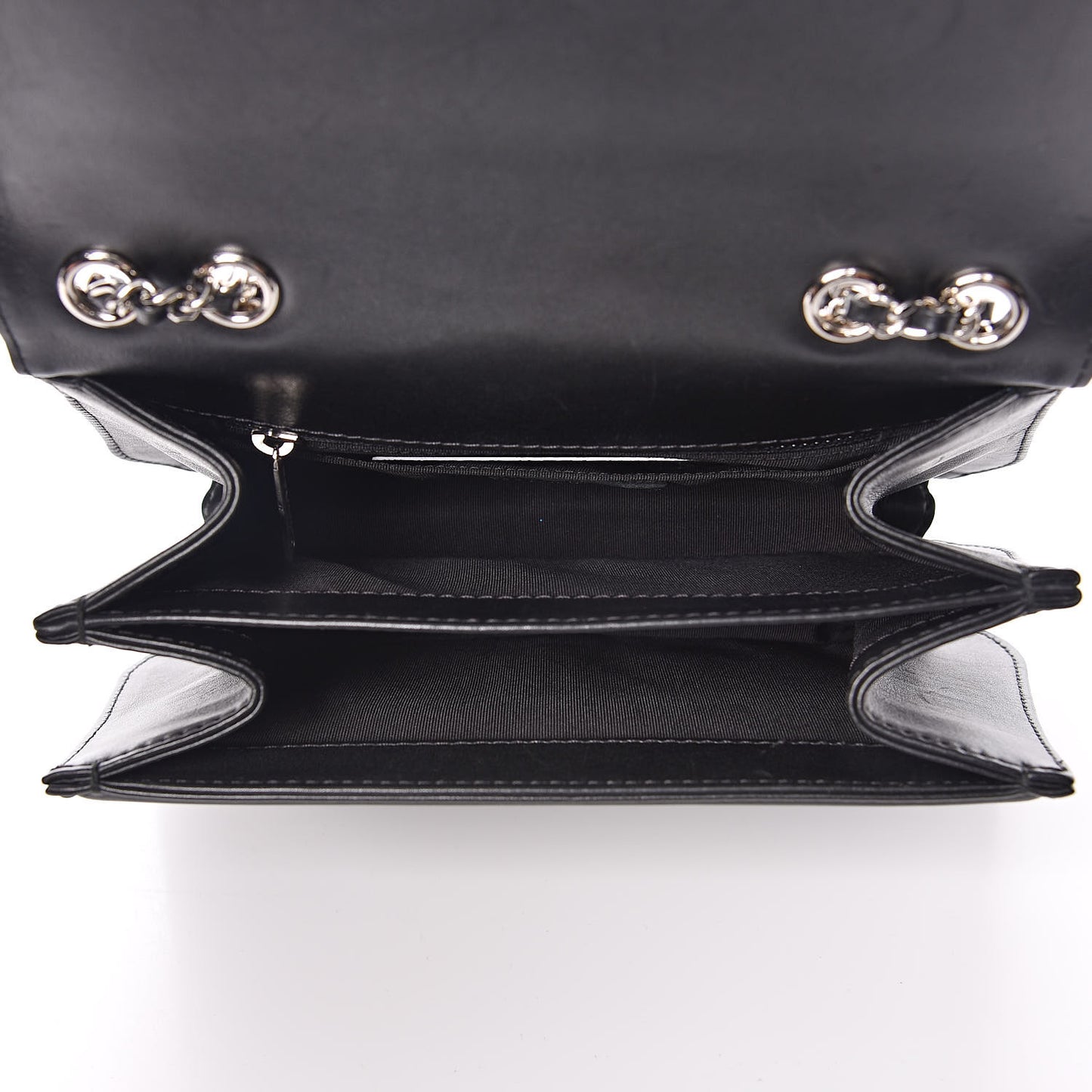 Calfskin Medium Braided Chic Flap Black