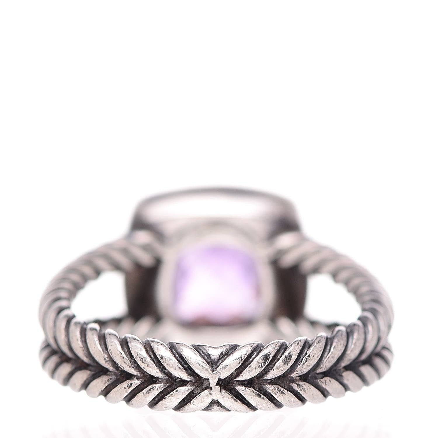 David Yurman Sterling Silver Diamond Amethyst 7mm Petite Albion Ring 52 6 3 of 4