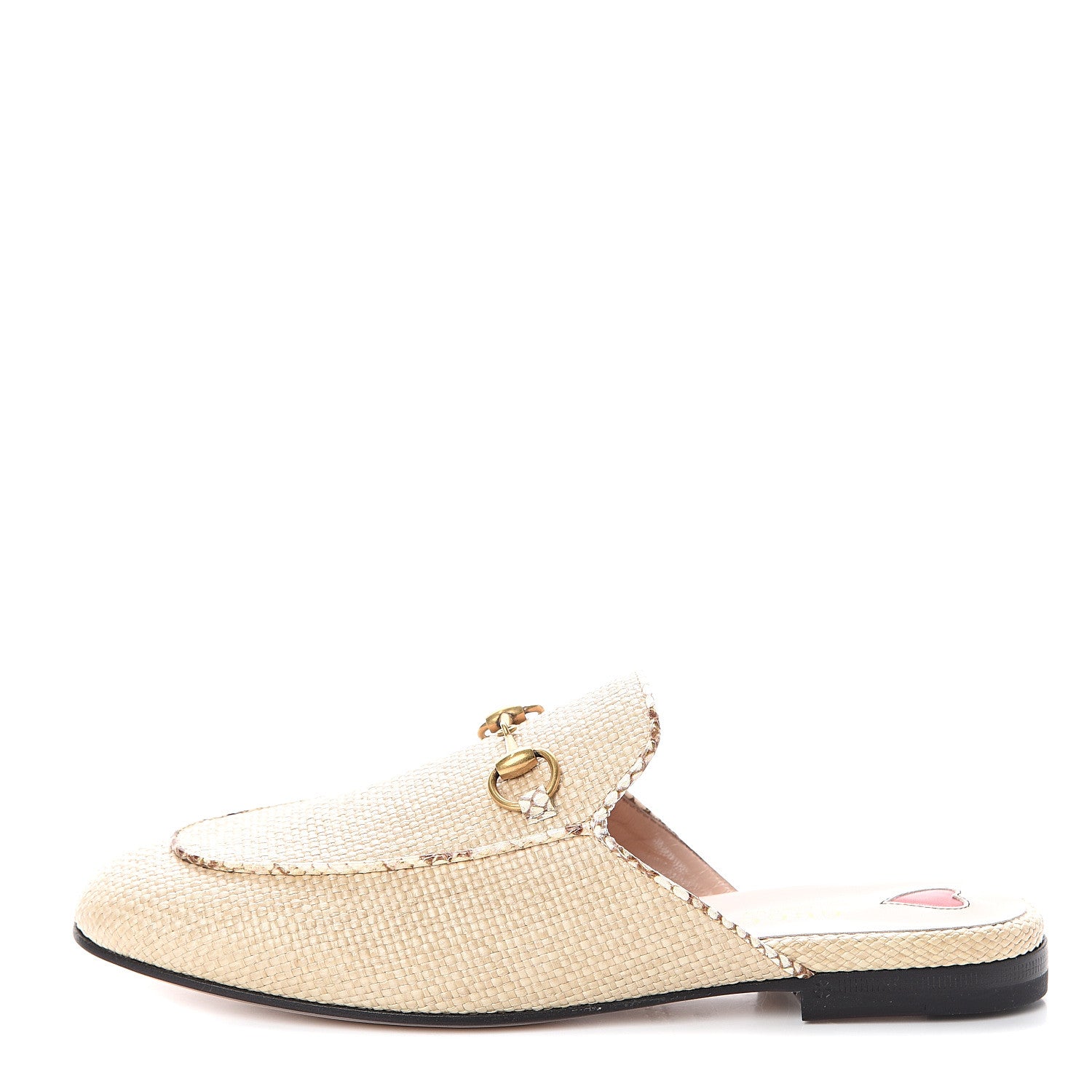 Gucci Straw Elaphe Womens Princetown Slippers 37 Natural Cream Brown 1 of 7