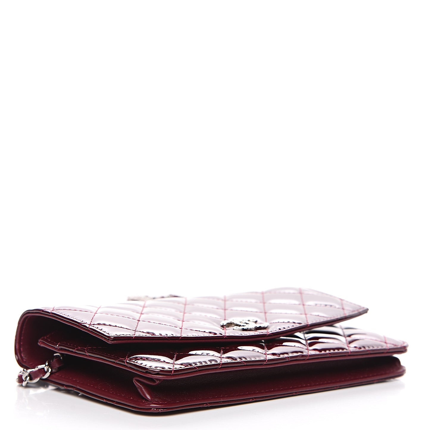 Patent Quilted Brilliant Wallet On Chain WOC Red