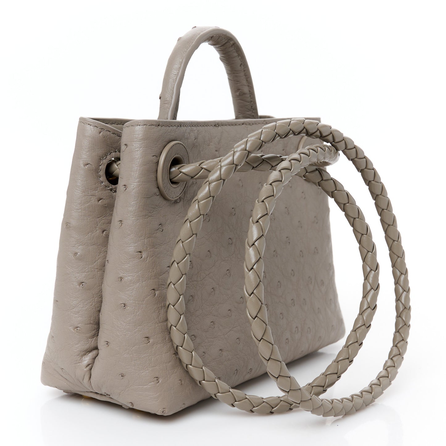 Ostrich Mini Andiamo Shoulder Bag Limestone