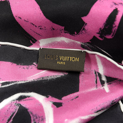 Louis Vuitton Silk Tassel Scarf Pink Black 4 of 6