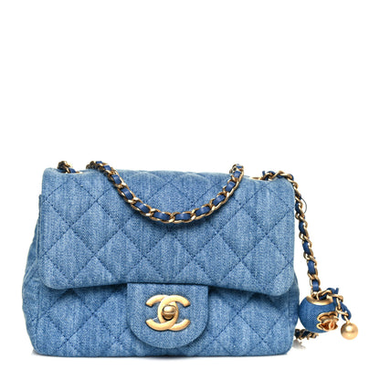 Chanel Denim Quilted Mini Pearl Crush Flap Blue 1 of 14