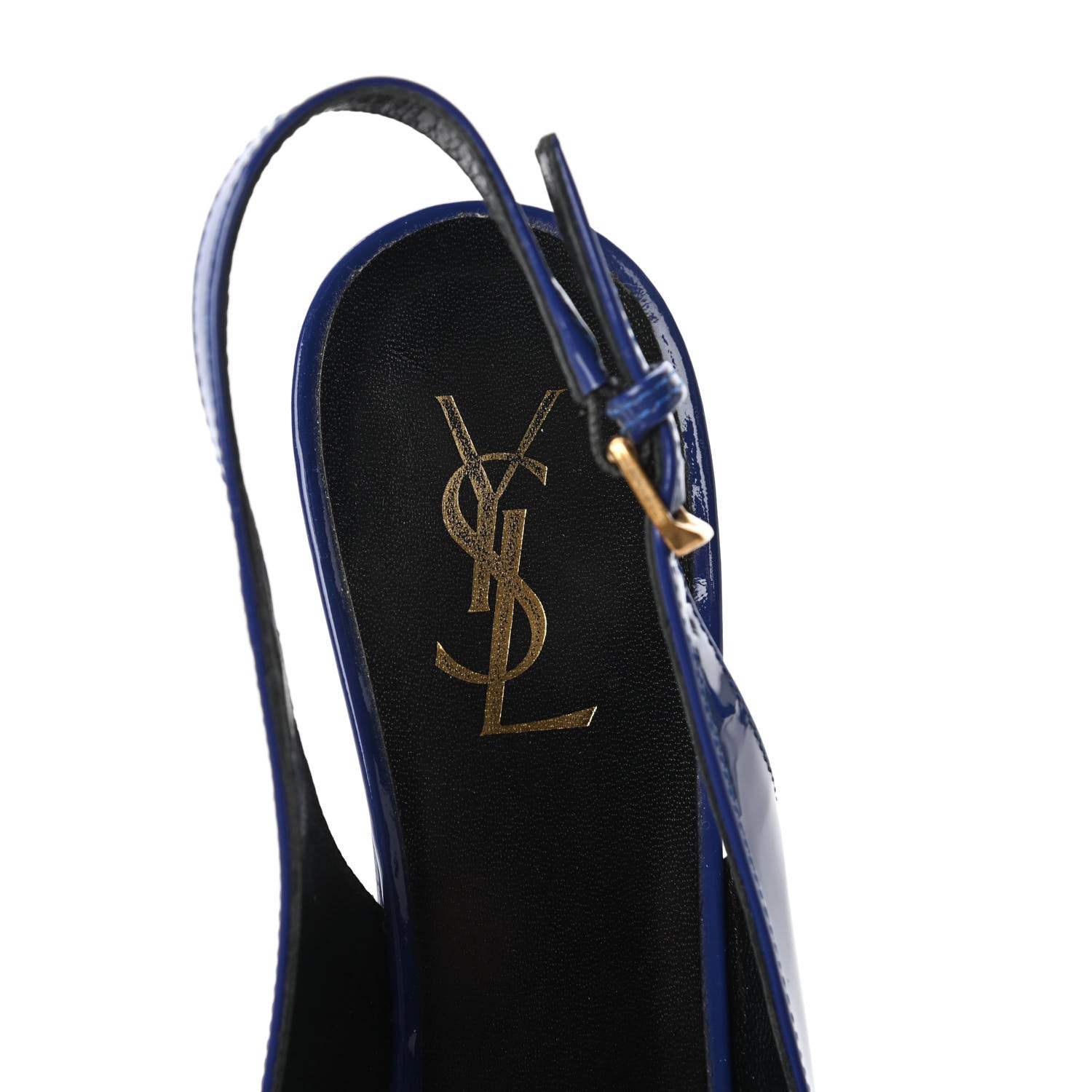 Saint Laurent Vitello Vernice Slingback Platform Pumps 39 Royal Blue 7 of 9