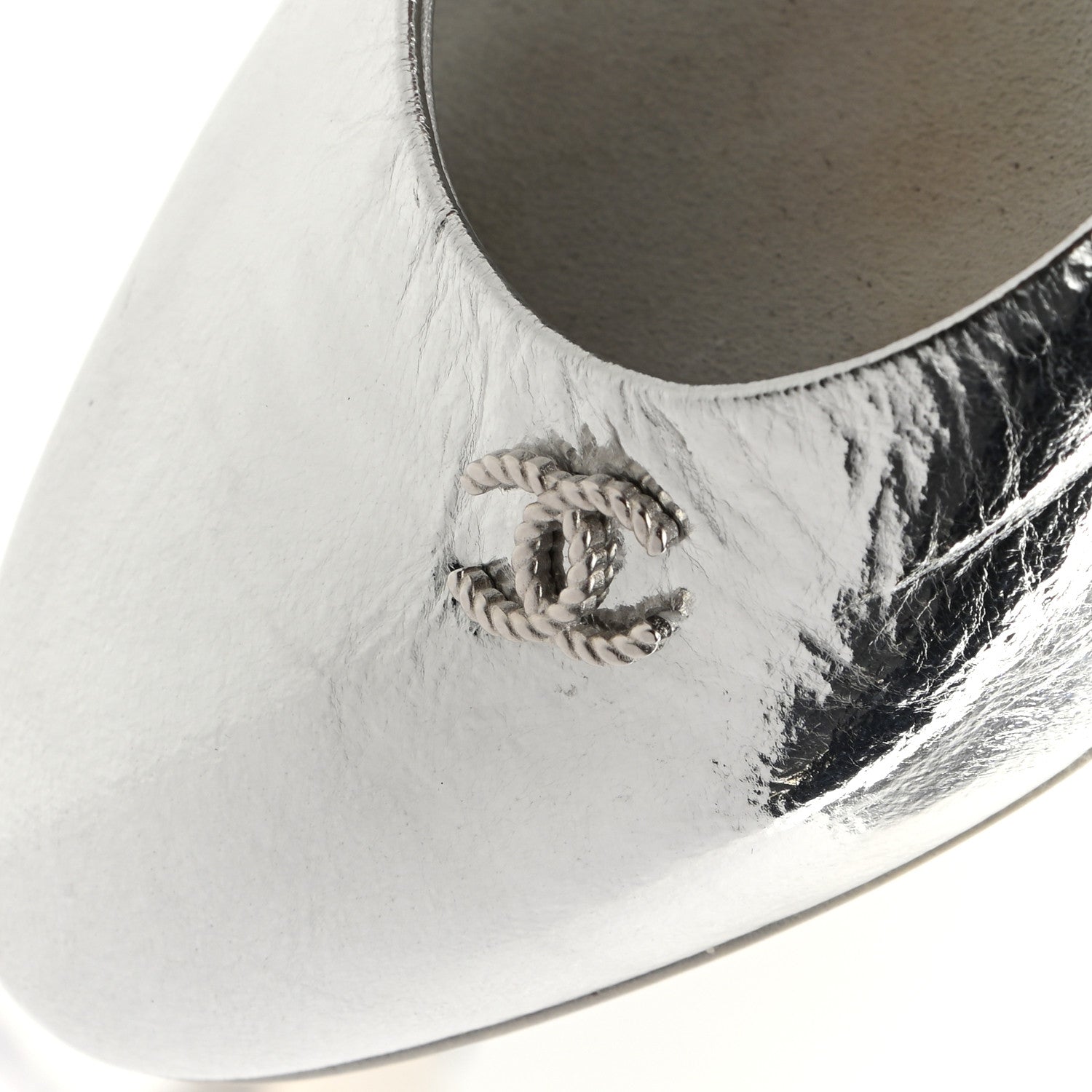 Chanel Metallic Goatskin CC Mules 36 Silver 9 of 11