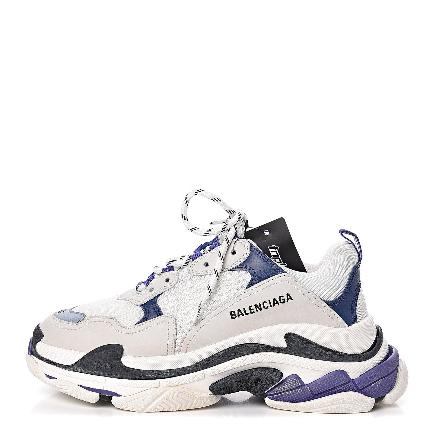 Mesh Nubuck Womens Triple S Sneakers 40 White Bleu Violet