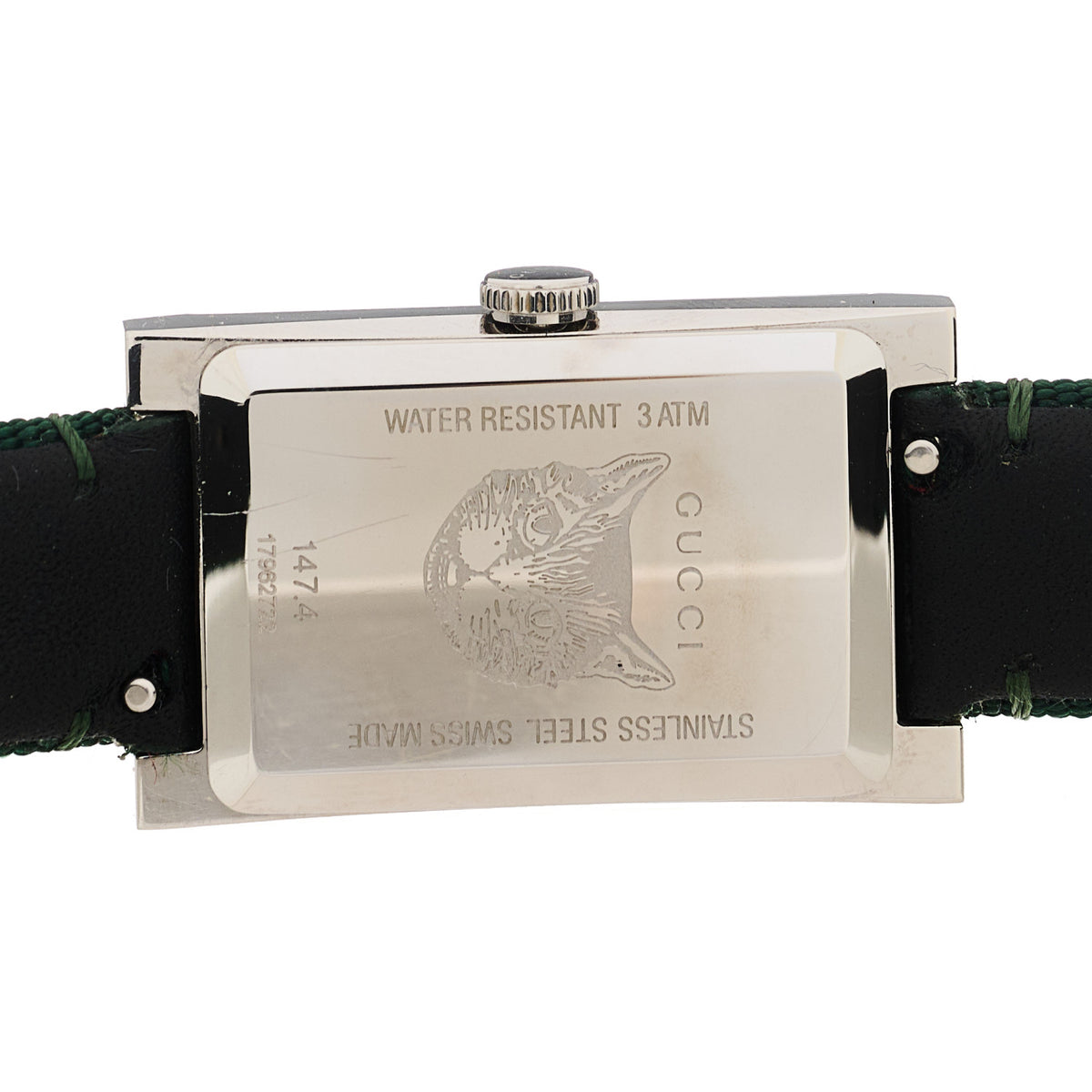 Gucci Stainless Steel Nylon Mother of Pearl 21mm Web G-Frame Quartz Watch Green 3 of 4