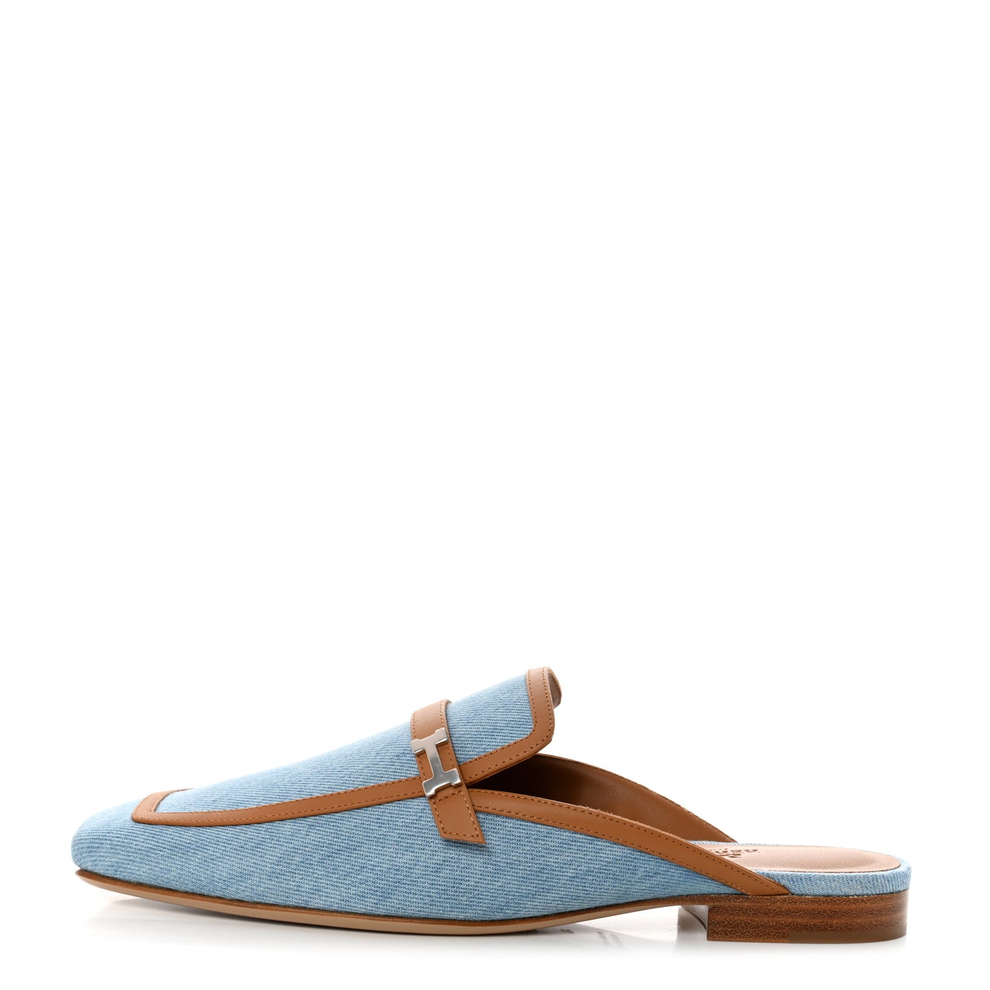Denim Calfskin Groupie Mules 40 Bleu Clair Naturel