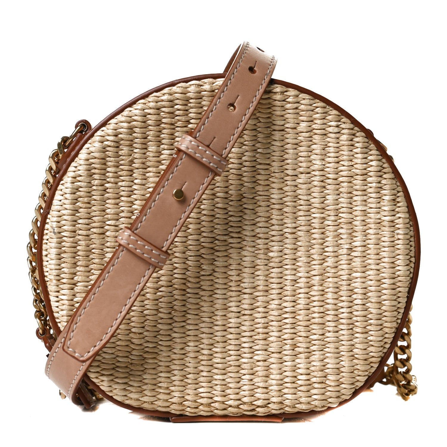 Saint Laurent Raffia Calfskin Small Mica Bag Natural Brown Gold 1 of 12