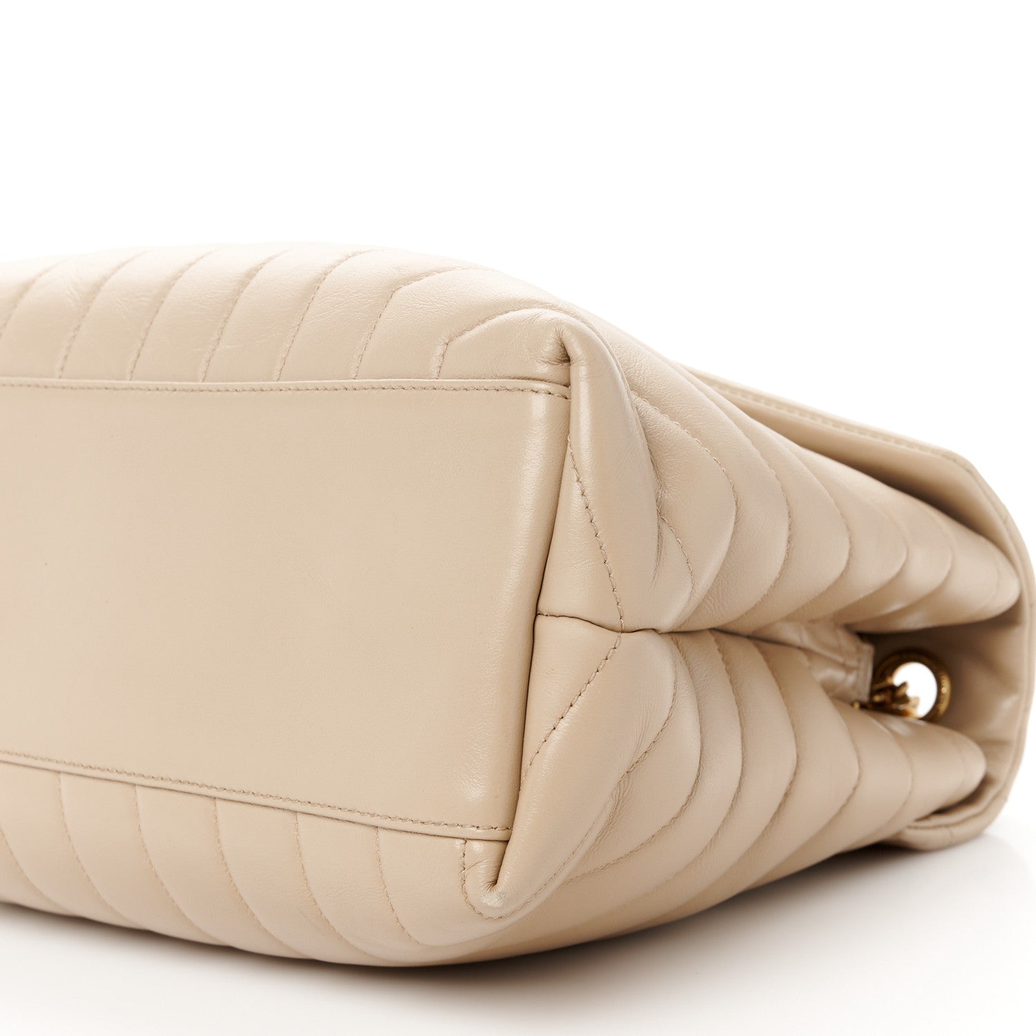 Saint Laurent Calfskin Matelasse Medium Loulou Monogram Chain Satchel Dark Latte 11 of 12