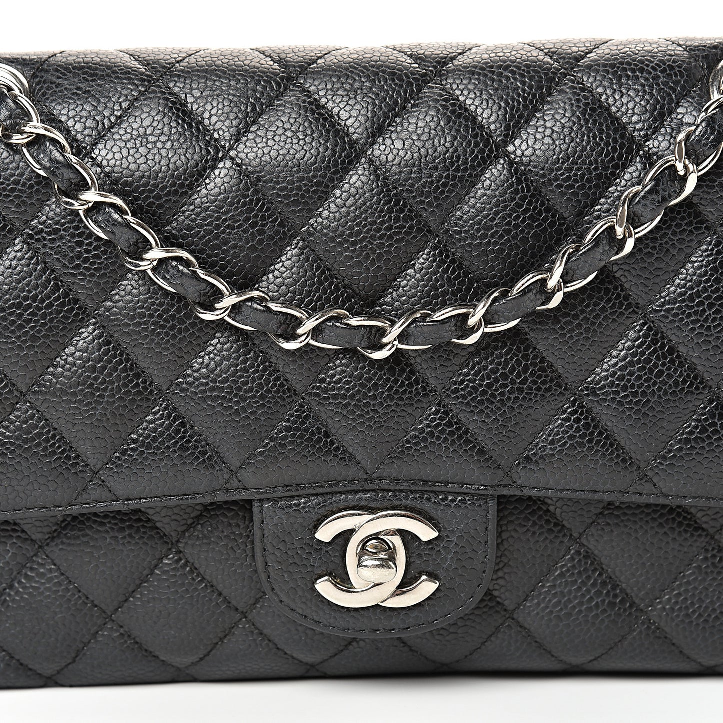 Caviar Quilted Medium Double Flap Black