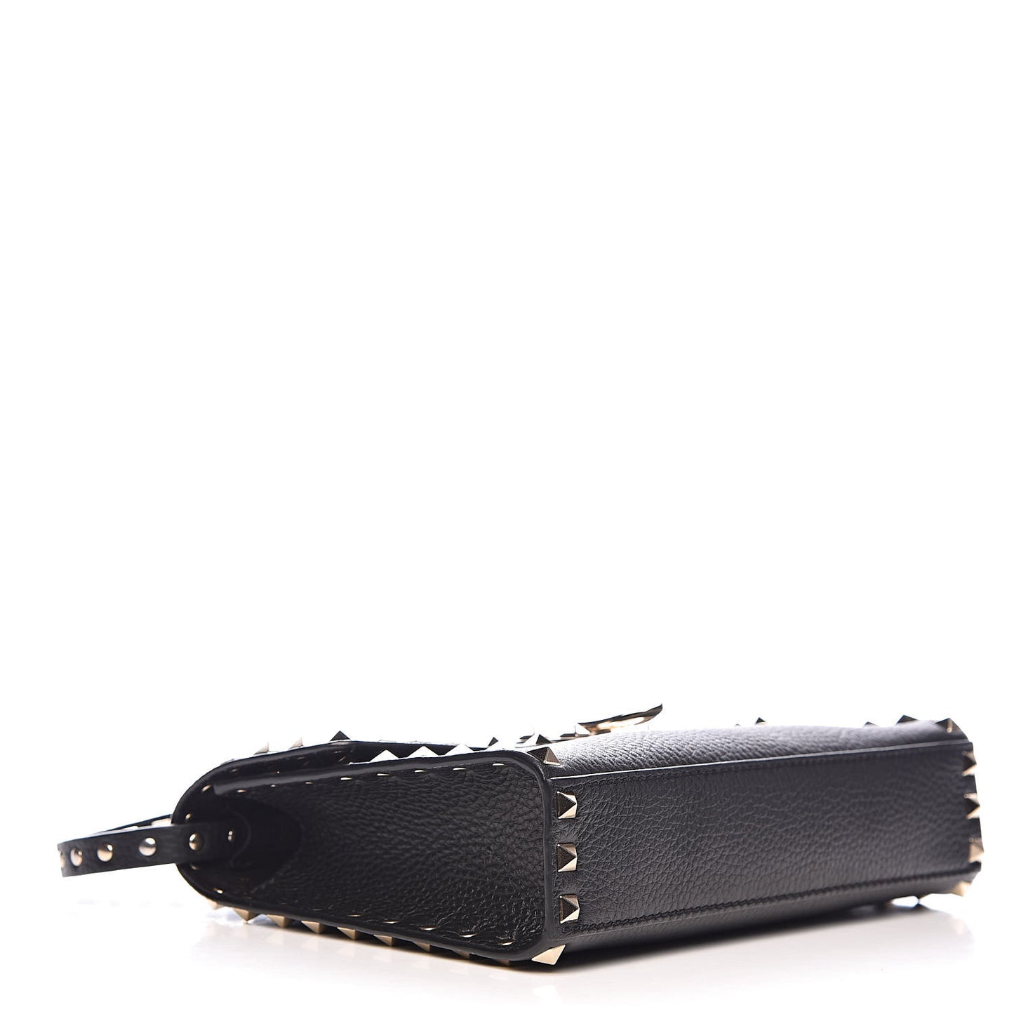 Pebbled Calfskin Medium Rockstud Flip Lock Crossbody Bag Black