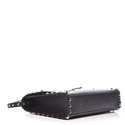 Valentino Garavani Pebbled Calfskin Medium Rockstud Flip Lock Crossbody Bag Black 4 of 10