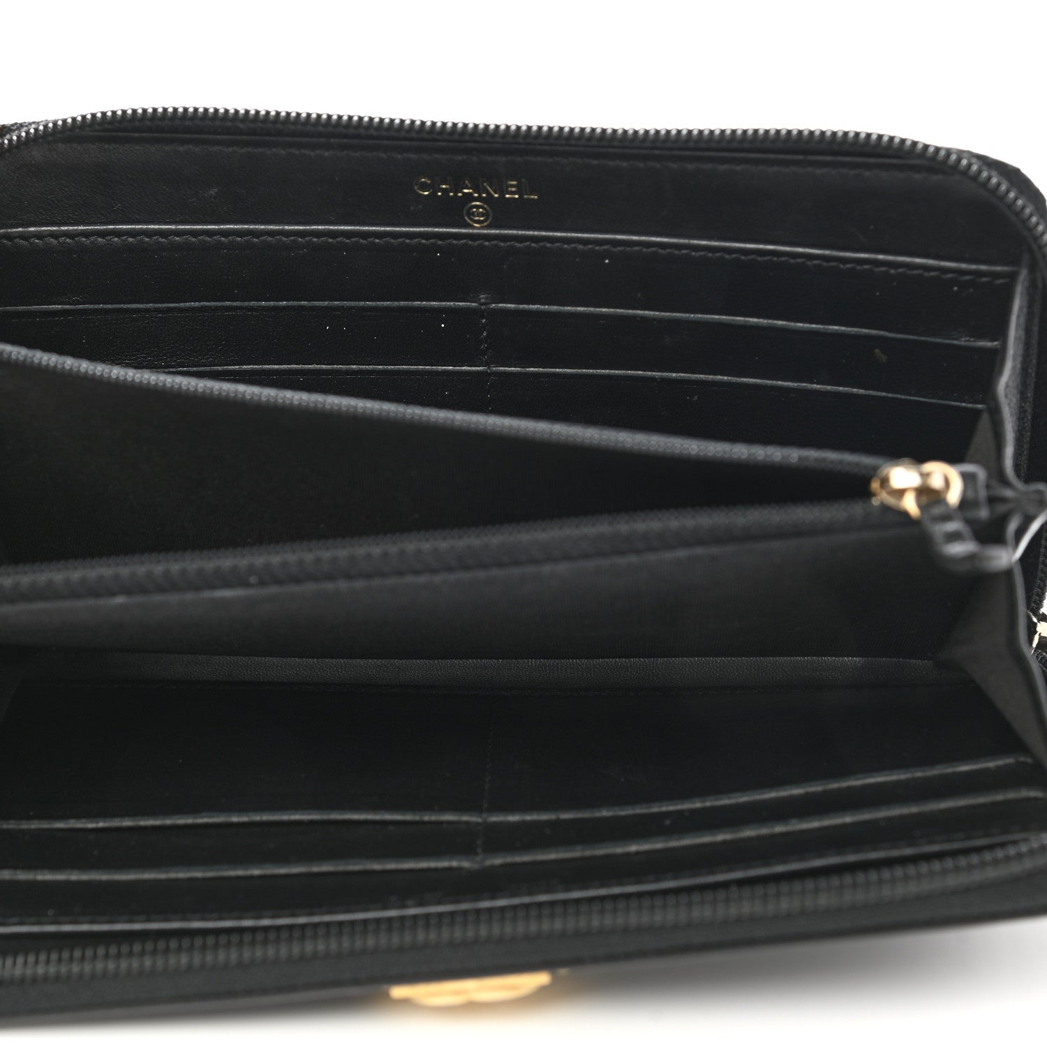 Chanel Lambskin Quilted Boy Zip Around Wallet Black 6 of 10