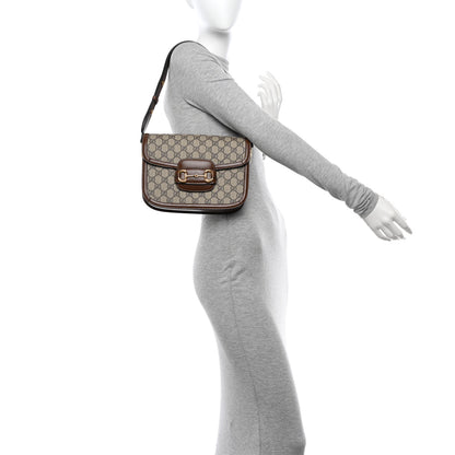 Gucci GG Supreme Monogram Horsebit 1955 Shoulder Bag Beige Brown Sugar 2 of 11