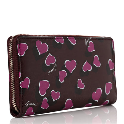 Gucci Calfskin Heartbeat Print Zip Around Wallet New Wine 3 of 9
