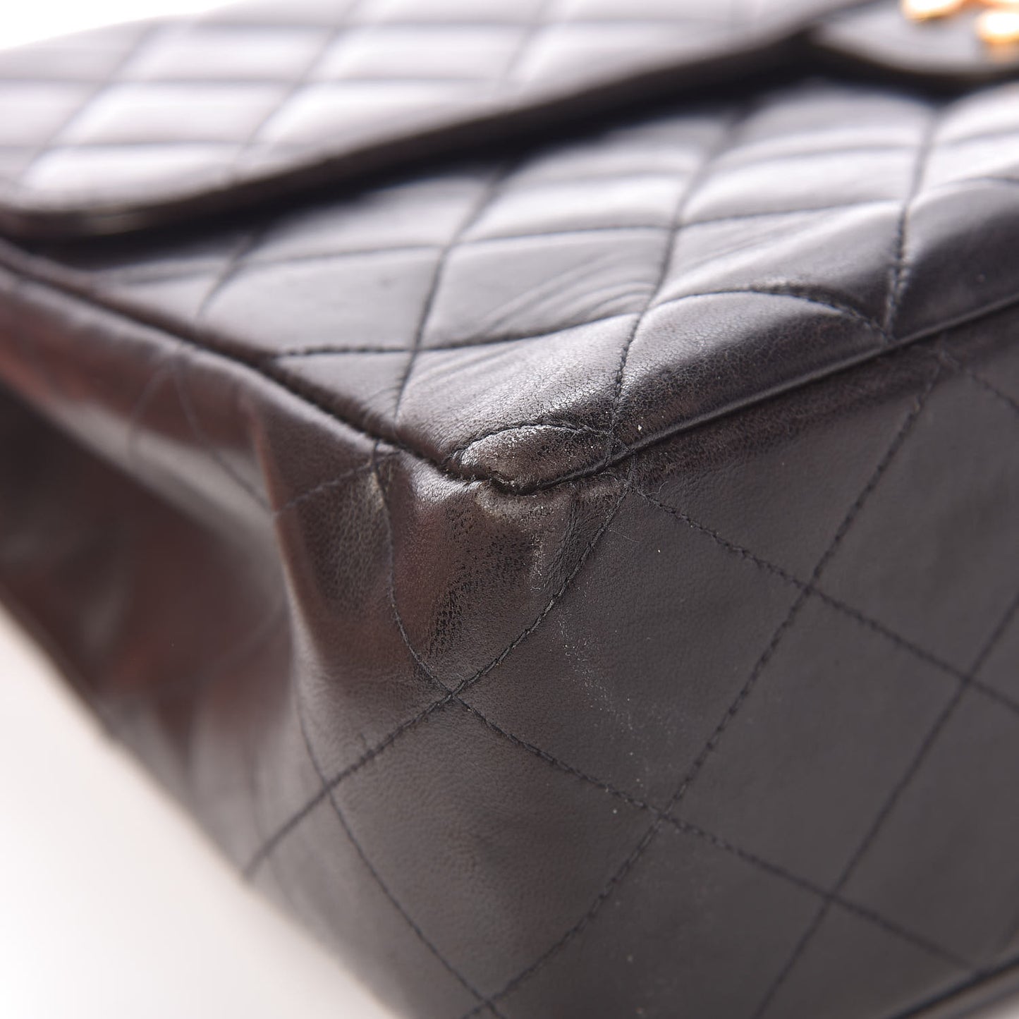 Lambskin Quilted Jumbo Single Flap Black