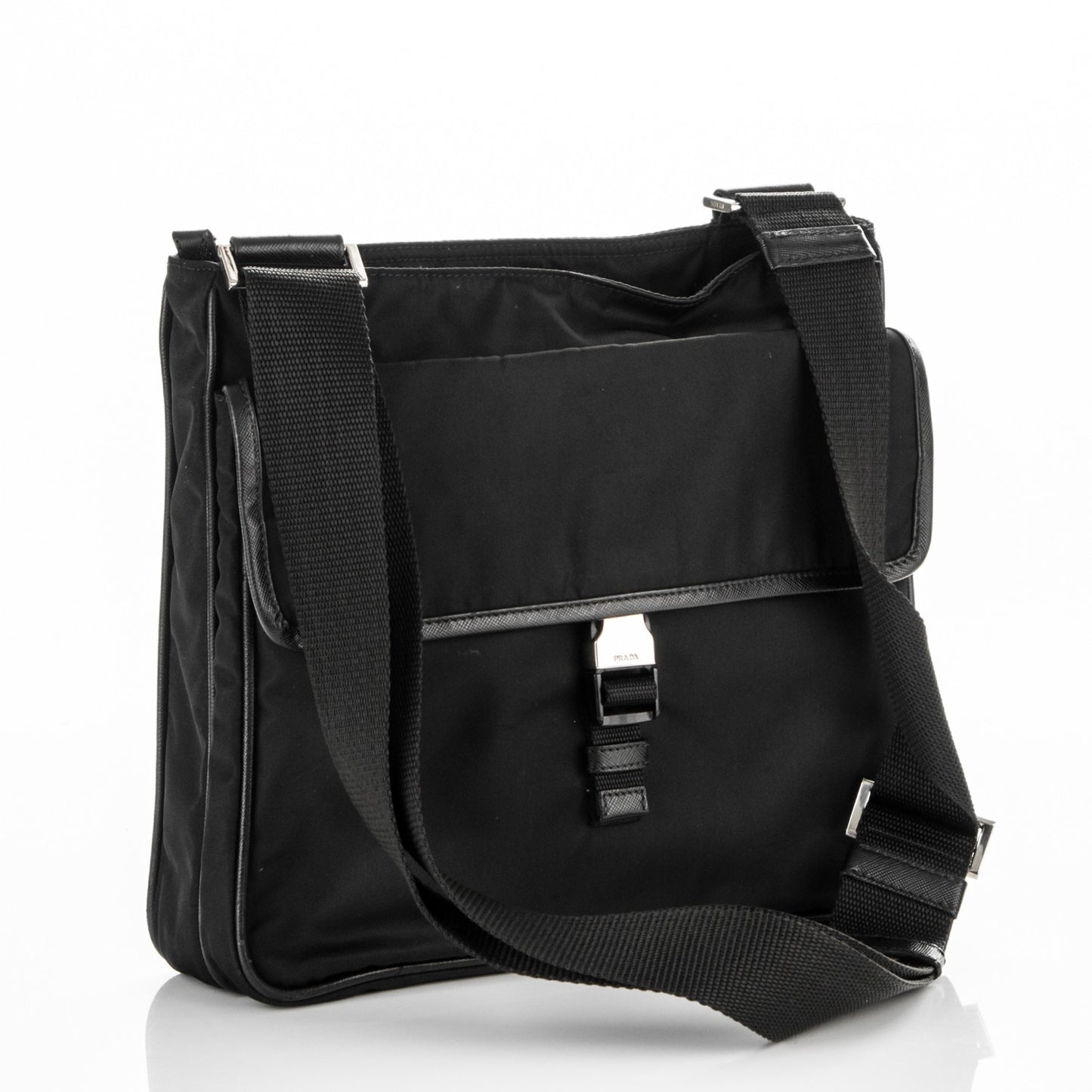 Nylon Vela Flat Messenger Bag Black